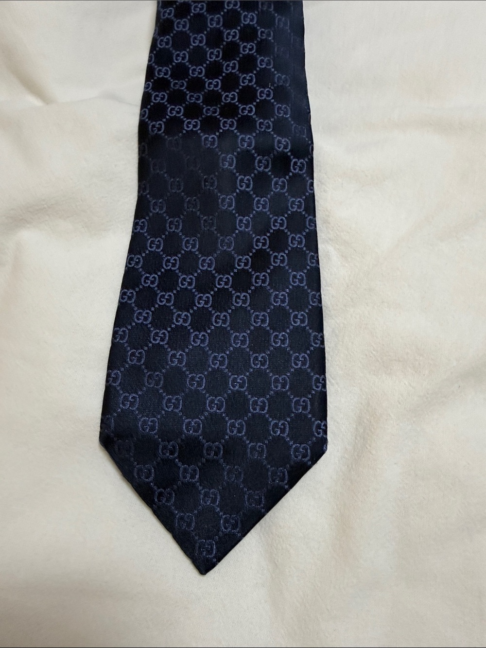 Gucci Dark Blue GG Jacquard Silk Tie